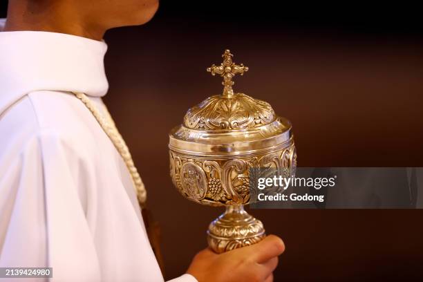 Saint Nicolas church. Catholic mass. Eucharist celebration. France.