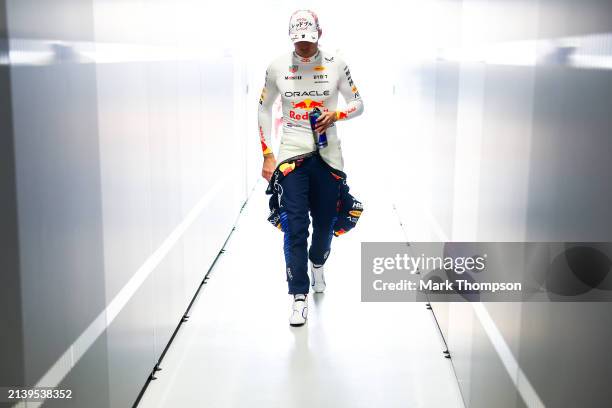 Max Verstappen of the Netherlands and Oracle Red Bull Racing walks in the garage prior to practice ahead of the F1 Grand Prix of Japan at Suzuka...