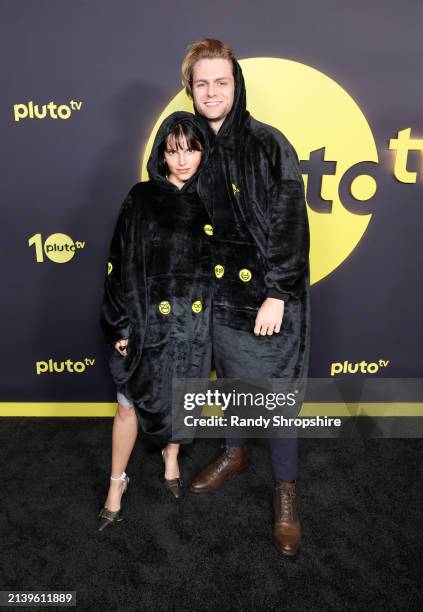 Inde Navarrette and Ty Simpkins attend 10 Years of Pluto TV at the Dolby Terrace at the Academy Museum of Motion Pictures on April 04, 2024 in Los...