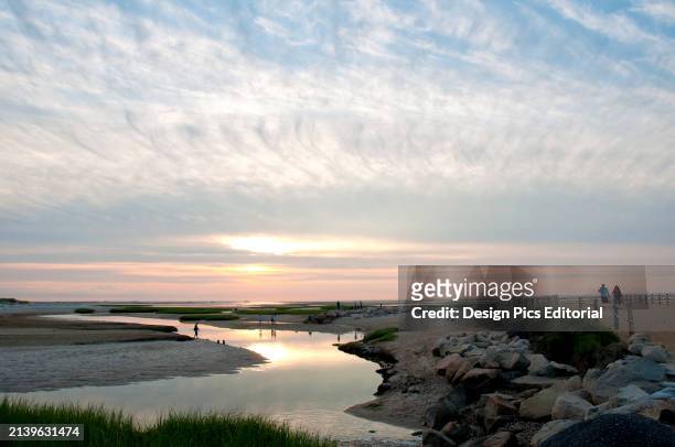 Sunset view of Payne's Creek and ocean on Cape Cod. Payne's Creek, Brewster, Cape Cod, Massachusetts.