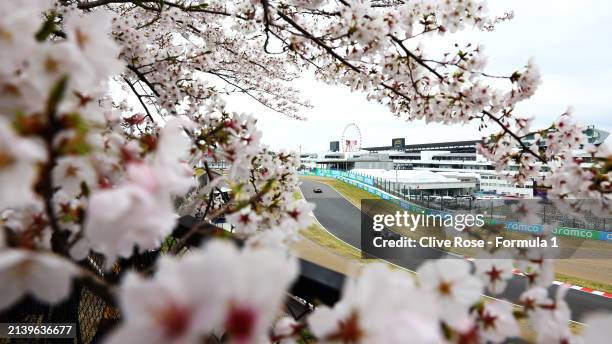 Esteban Ocon of France driving the Alpine F1 A524 Renault on track during practice ahead of the F1 Grand Prix of Japan at Suzuka International Racing...