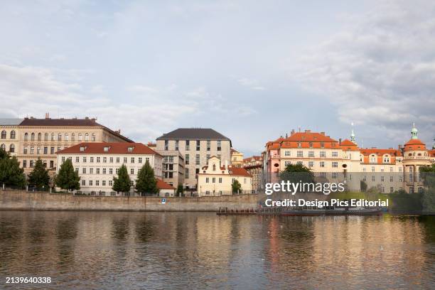 From the Vltava River, a view of The Old Town in Prague. Old Town, Prague, Czech Republic.