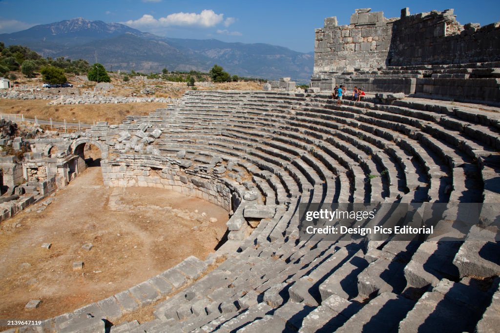 Roman amphitheatre at the ruins of Xanthos, near Kalkan, Turkey. Xanthos, Antalya Province, Turkey