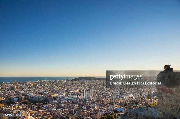 View of The City of Barcelona From Turo De La Rovira. Barcelona, Catalonia, Spain.