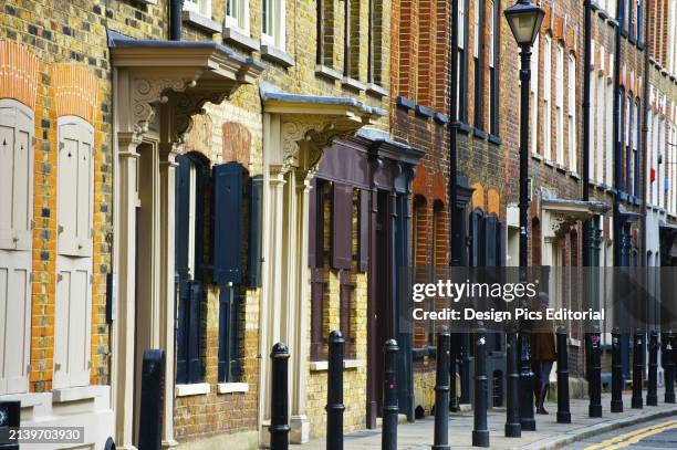 Old Brick Buildings Along Fournier Street. London, England.