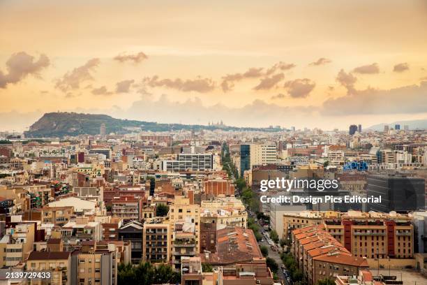 View of Barcelona at Sunrise. Barcelona, Catalonia, Spain.