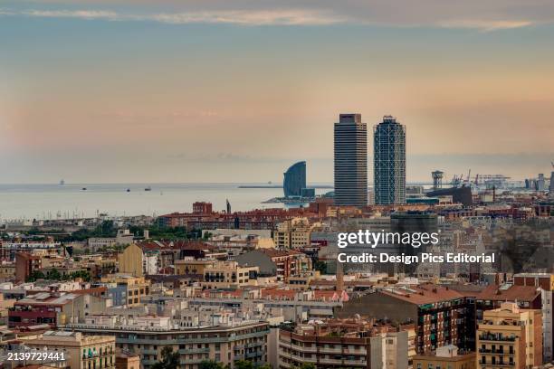 View of Barcelona at Sunrise. Barcelona, Catalonia, Spain.