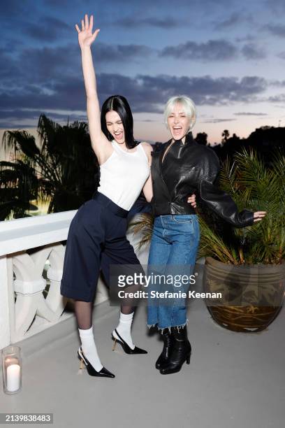 Amelia Gray and Delilah Belle attend the FRAME & Amelia Gray dinner at the Chateau Marmont at Chateau Marmont on April 04, 2024 in Los Angeles,...