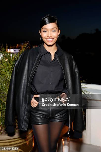 Yara Shahidi attends the FRAME & Amelia Gray dinner at the Chateau Marmont at Chateau Marmont on April 04, 2024 in Los Angeles, California.