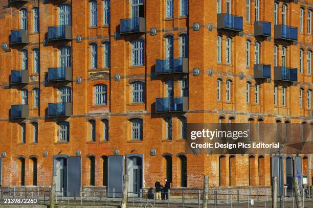 Brick Building With Random Placement of Balconies. Hamburg, Germany.