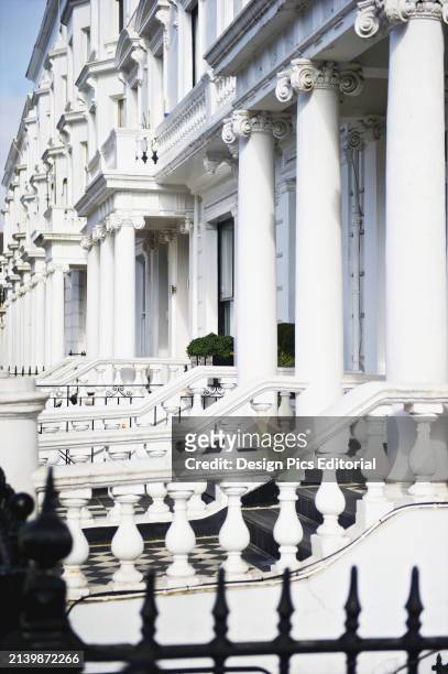 An Ornate White Building With Railings and Columns, Kensington. London, England.