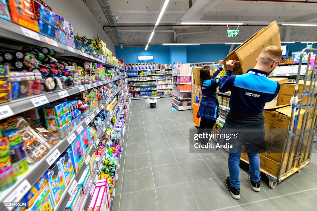 Action store, discount store-chain, in the shopping center of Saint-Sever in Rouen (northern France)