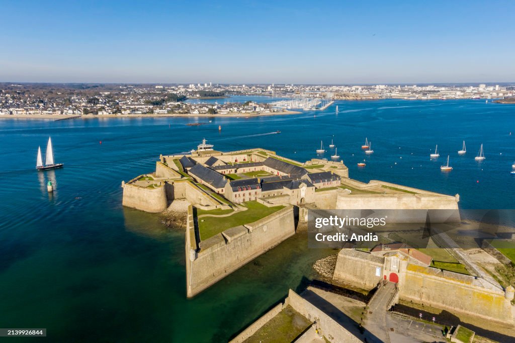 Port-Louis (Brittany, north-western France): aerial view of the citadel at the entrance to the natural harbour of Lorient