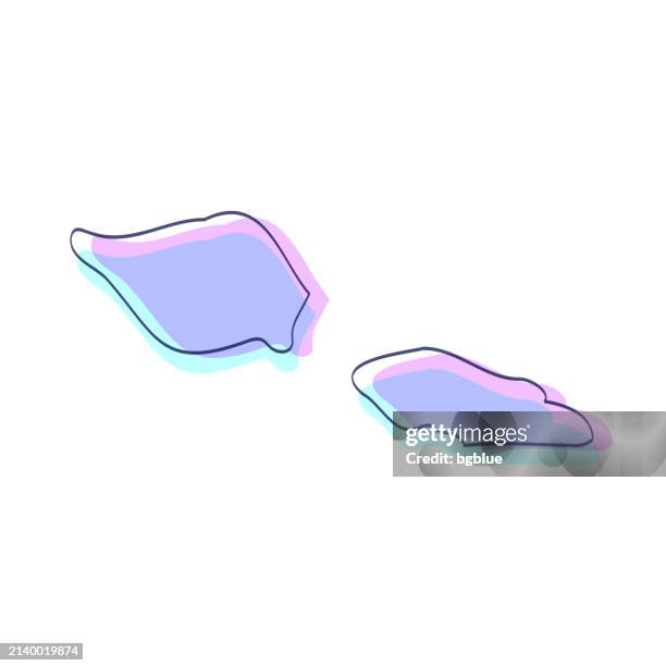 samoa map hand drawn - purple with black outline - trendy design - samoa pattern stock illustrations