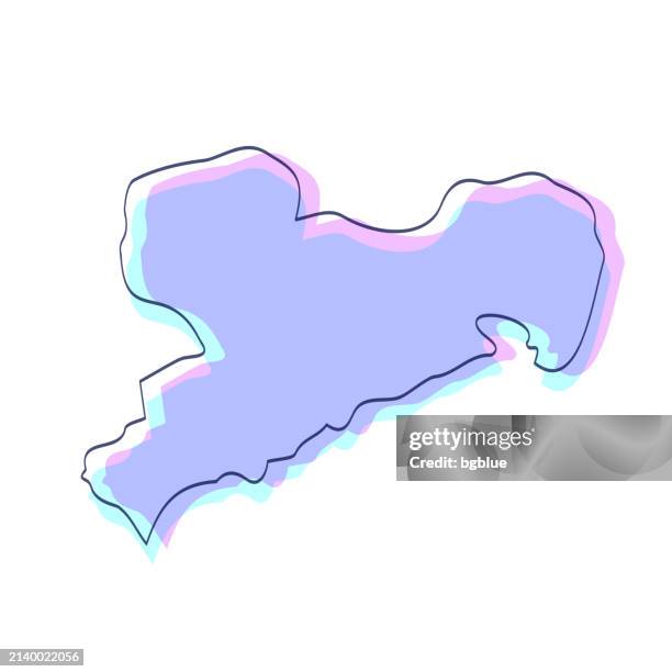 saxony map hand drawn - purple with black outline - trendy design - saxony stock illustrations