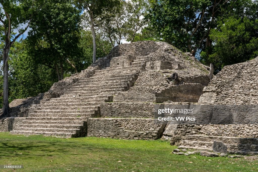 Pyramid / Structure B1 on Plaza B in the Mayan ruins in the Cahal Pech Archeological Reserve