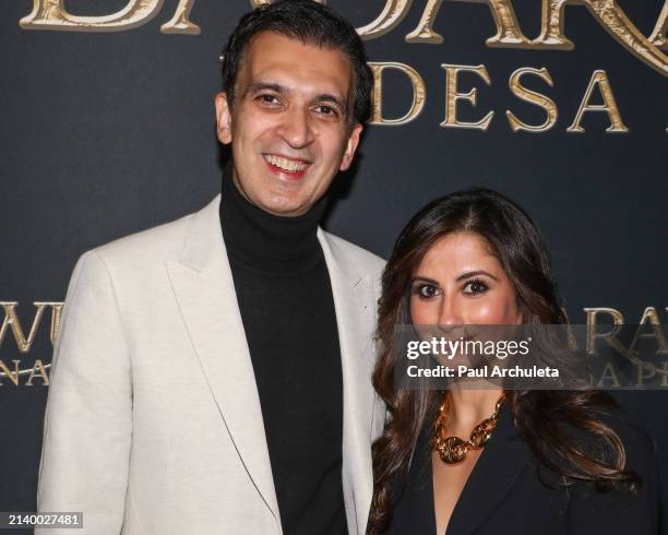 Manoj Punjabi and Shania Punjabi attend the Los Angeles special screening of "Badarawuhi di Desa Penari" at AMC Century City 15 on April 04, 2024 in...