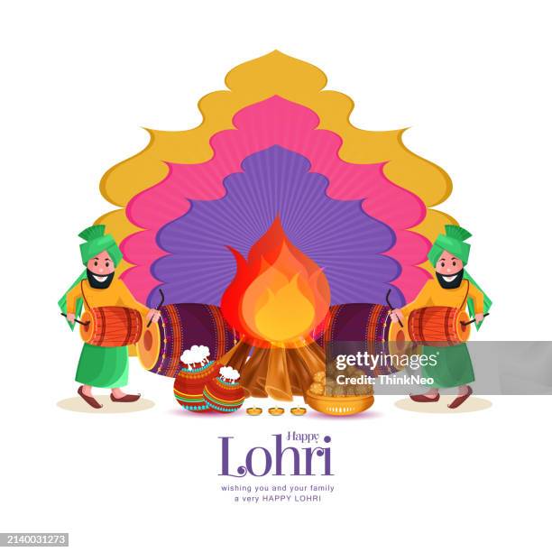 happy lohri festival greeting background - makar sankranti stock illustrations