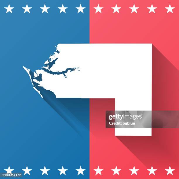 manatee county, florida. map on blue and red background - manatee county florida stock illustrations