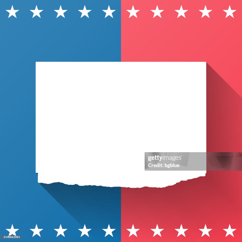 Buffalo County, Nebraska. Map on blue and red background