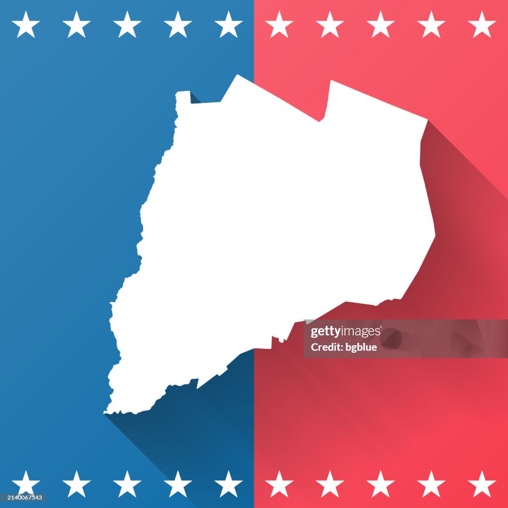 Otsego County, New York. Map on blue and red background