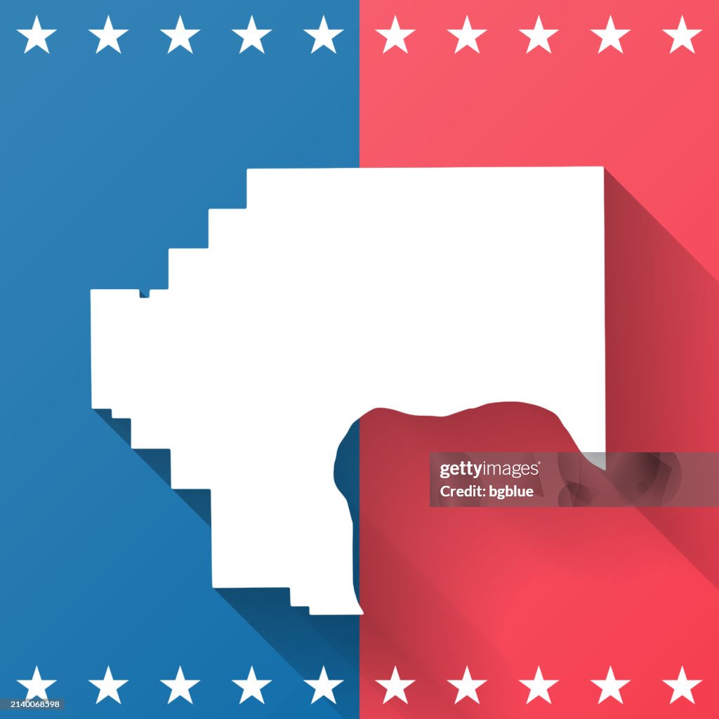Jefferson County, Indiana. Map on blue and red background