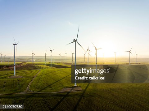 Aerial view of wind turbines Aerial view of wind turbines