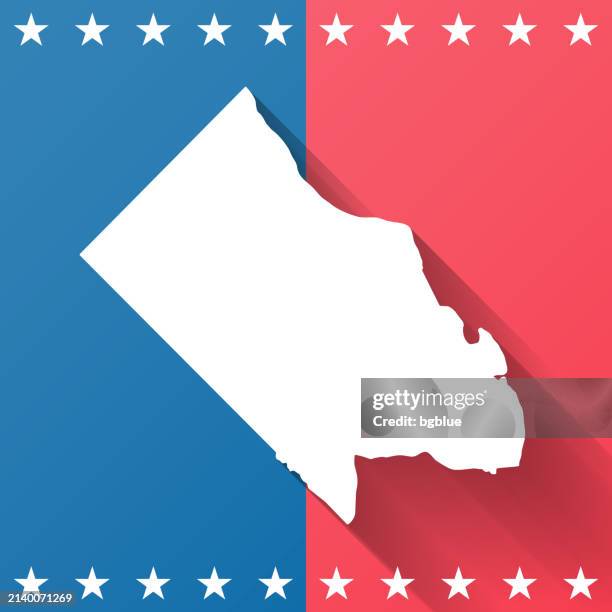 arlington county, virginia. map on blue and red background - arlington virginia stock illustrations