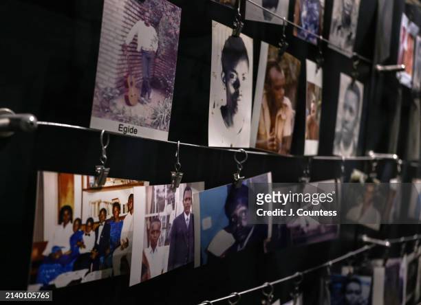 Display of photos of the victims of the 1994 genocide that are interned at the Kigali Genocide Memorial as seen on April 04, 2024. The Kigali...