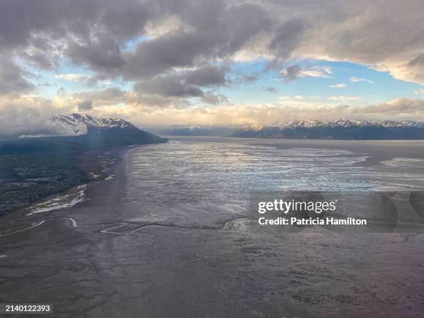 anchorage from the air - cook inlet stock pictures, royalty-free photos & images