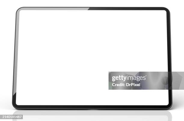digital tablet with blank white screen and clipping path for the screen - composition stock pictures, royalty-free photos & images