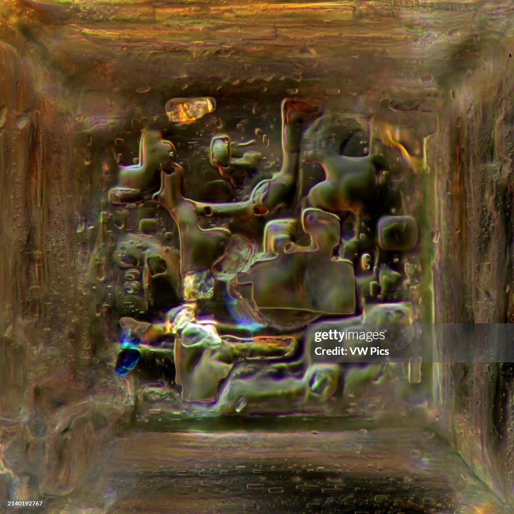 Crystallized chemicals photographed through the microscope