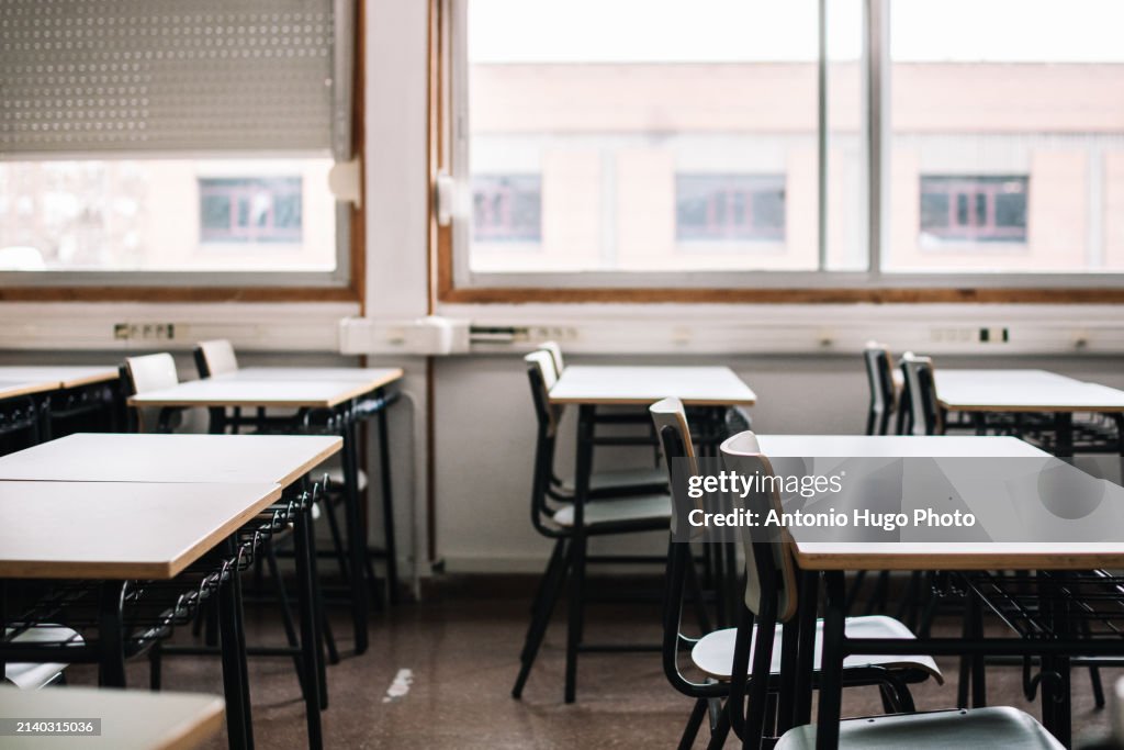 Interior of an empty classroom