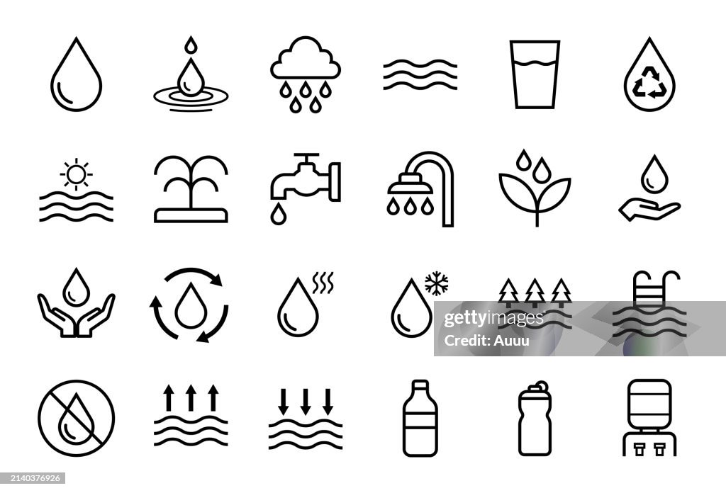 Water line icon set