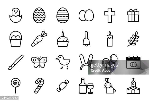 easter day line icon set - easter candy stock illustrations