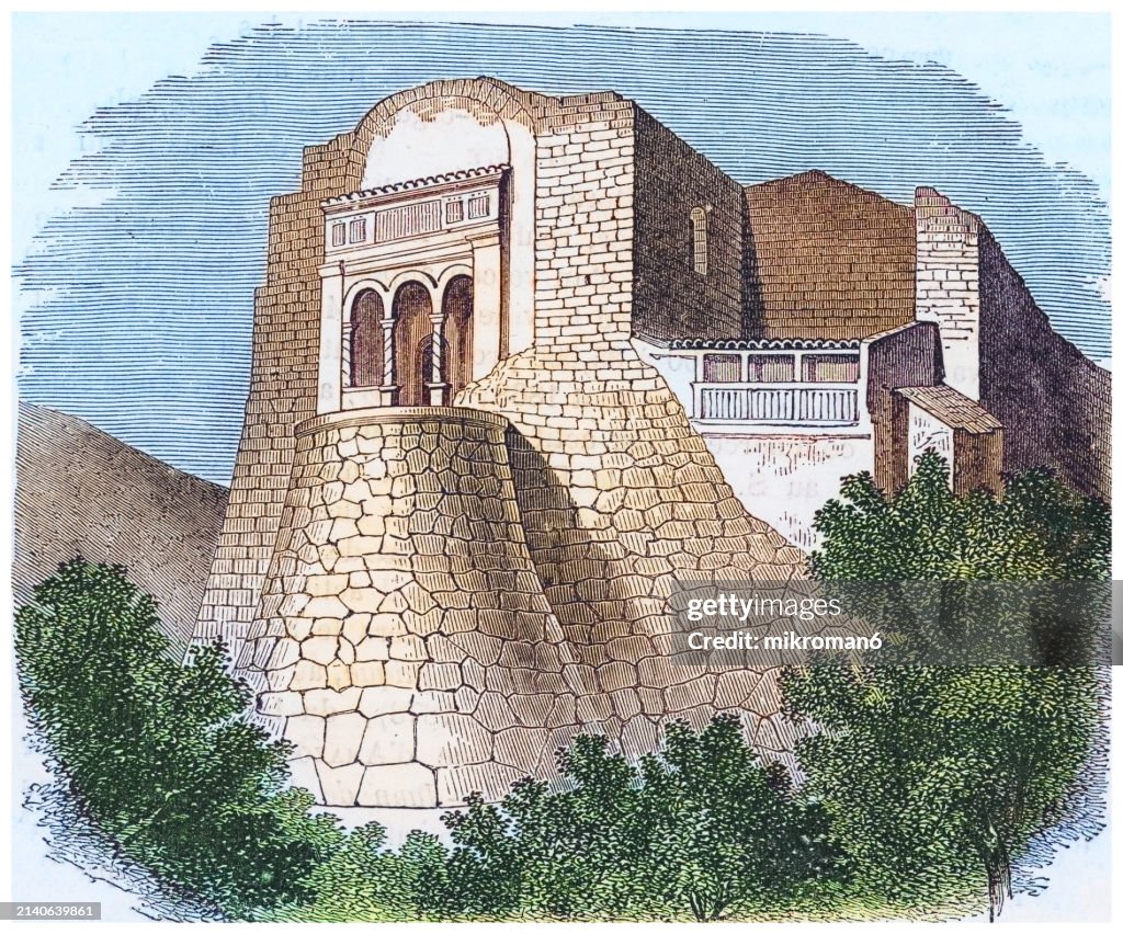 Old engraved illustration of Temple du Soleil ("The Golden Temple") Coricancha, Curicancha, Koricancha, Qoricancha, Qorikancha, most important temple in the Inca Empire, located in Cusco, Peru