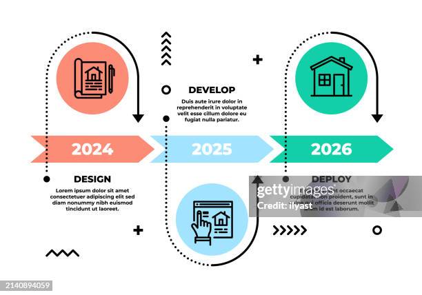 action plan design for housing project - trains moving forward stock illustrations