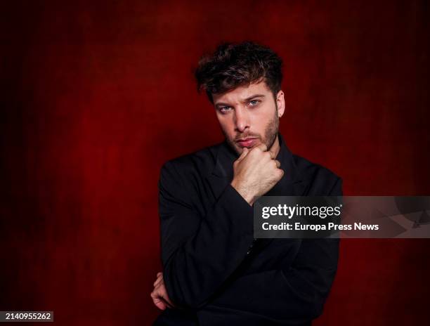 Singer Blas Canto poses for Europa Press at the Warner offices, April 5 in Madrid, Spain. Blas Canto Moreno is a Spanish singer known for being a...