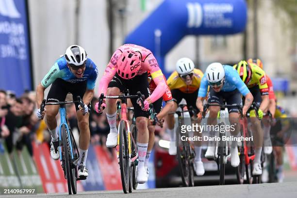 Benoit Cosnefroy of France and Decathlon AG2R La Mondiale Team and Marijn van den Berg of The Netherlands and Team EF Education - EasyPost sprint at...