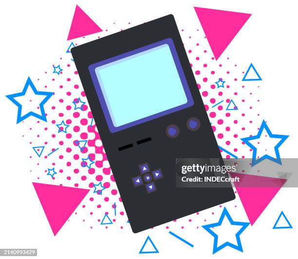 90s retro game console - window screen stock illustrations