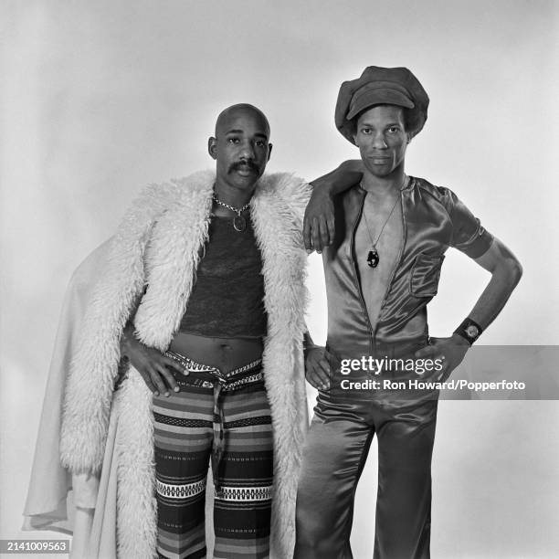 From left, Jamaican born British singer Errol Brown and Trinidad born guitarist Tony Wilson of British soul group Hot Chocolate posed in London,...