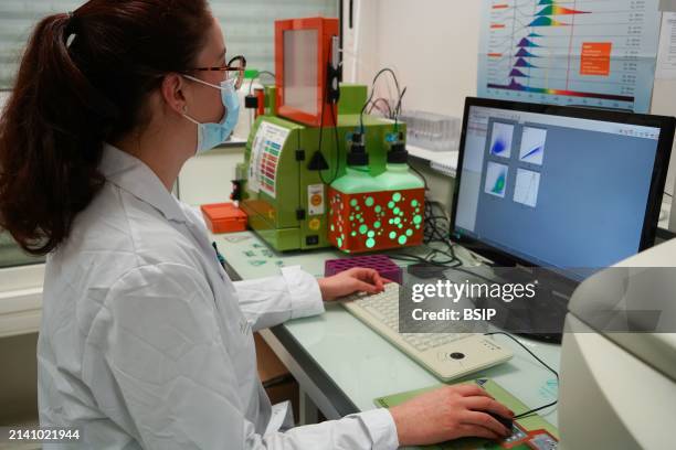 Research on chronic bacterial infections within Inserm. PhD student working on brucellosis bacteria with the help of a flow cytometer.