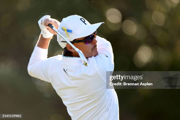 Rickie Fowler of the United States plays his second shot on the 13th hole during the second round of the Valero Texas Open at TPC San Antonio on...