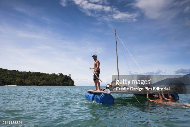 Group of Backpackers Decide To Build Their Own Raft and Attempt To Raft From Langkawi, Malaysia To Ko Lipe, Thailand. Cenang, Langkawi, Malaysia.
