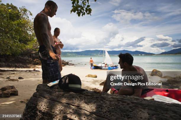 Group of Backpackers Decide To Build Their Own Raft and Attempt To Raft From Langkawi, Malaysia To Ko Lipe, Thailand. Cenang, Langkawi, Malaysia.