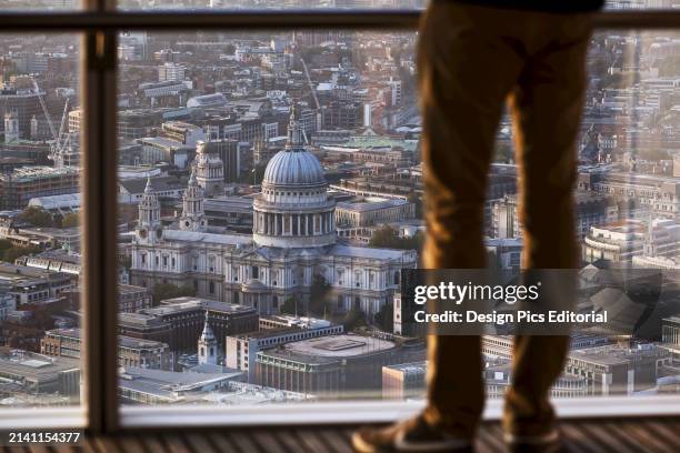 Elevated Afternoon View From The Shard Building of St. Paul's Cathedral. London, England.