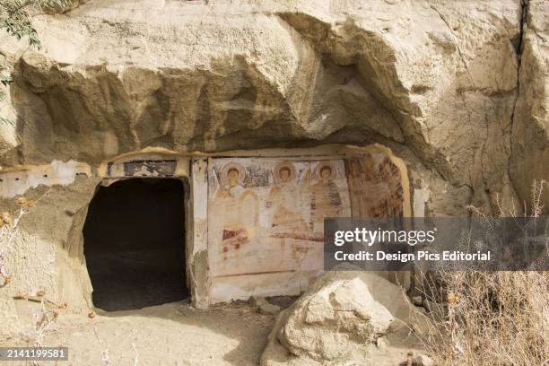 Medieval Frescoes In A Cave Of The David Gareja Monastery Complex; Kakheti, Georgia.