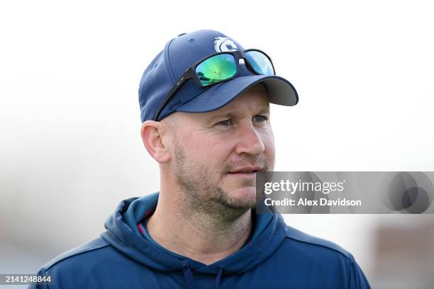 Northamptonshire head coach John Sadler looks on during Day 1 of the Vitality County Championship match between Sussex and Northamptonshire at The...