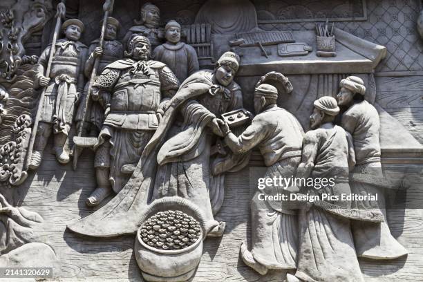 Bas Relief Depicting The Landing Of Chinese Explorer Admiral Cheng Ho.