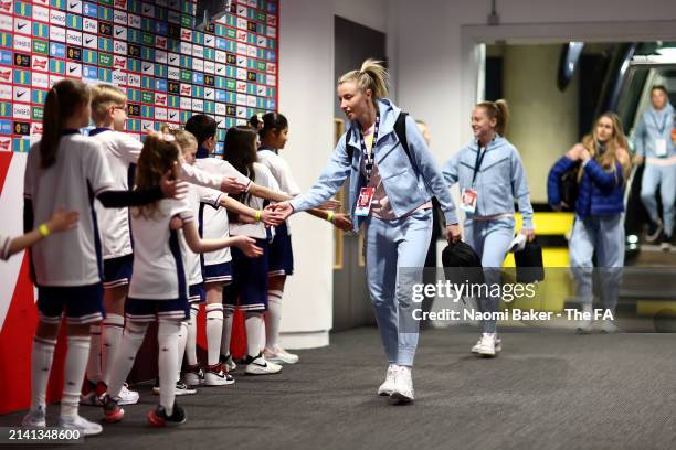 Leah Williamson of England arrives at the stadium prior to the UEFA EURO 2025 Women's Qualifiers match between England and Sweden at Wembley Stadium...
